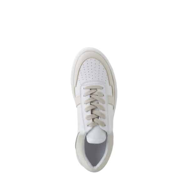 YAYA Leder-Sneaker mit Schnürung und cremefarbenen Details Schuhe Sneaker